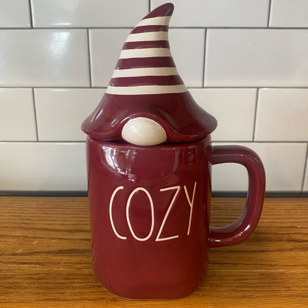 Rae Dunn COZY fall mug with gnome top